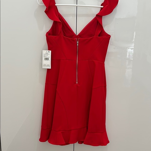 Red Crepe Cocktail Dress - Picture 2 of 5